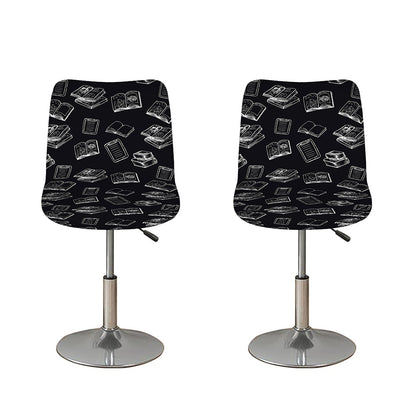 Black And White Books Pattern Print Bar Stool Covers