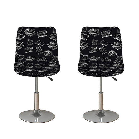 Black And White Books Pattern Print Bar Stool Covers