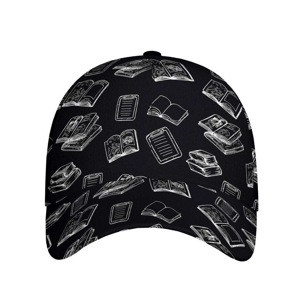 Black And White Books Pattern Print Baseball Cap
