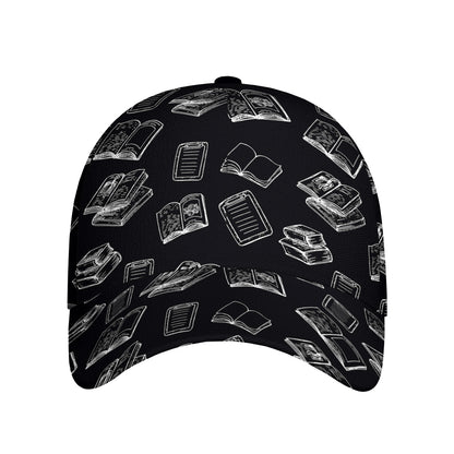 Black And White Books Pattern Print Baseball Cap