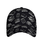 Black And White Books Pattern Print Baseball Cap