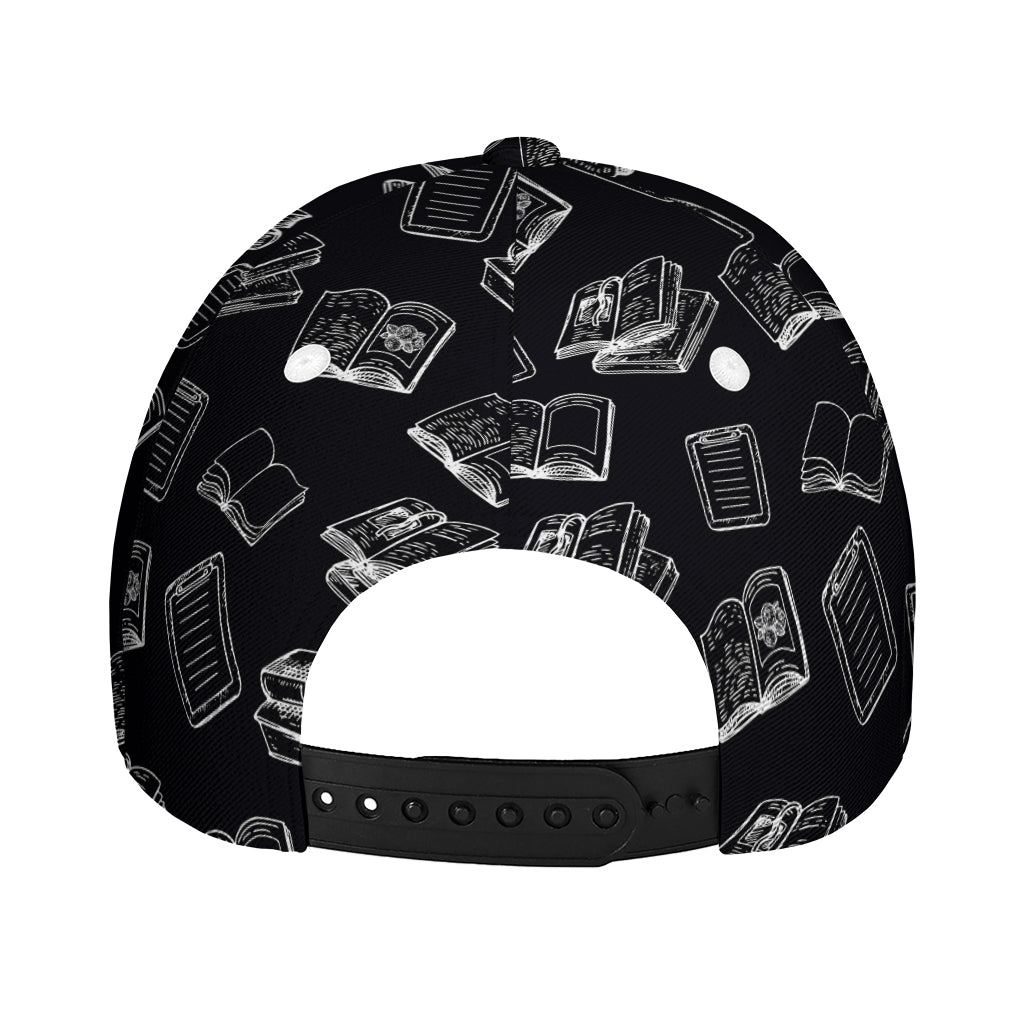Black And White Books Pattern Print Baseball Cap