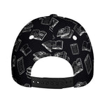 Black And White Books Pattern Print Baseball Cap