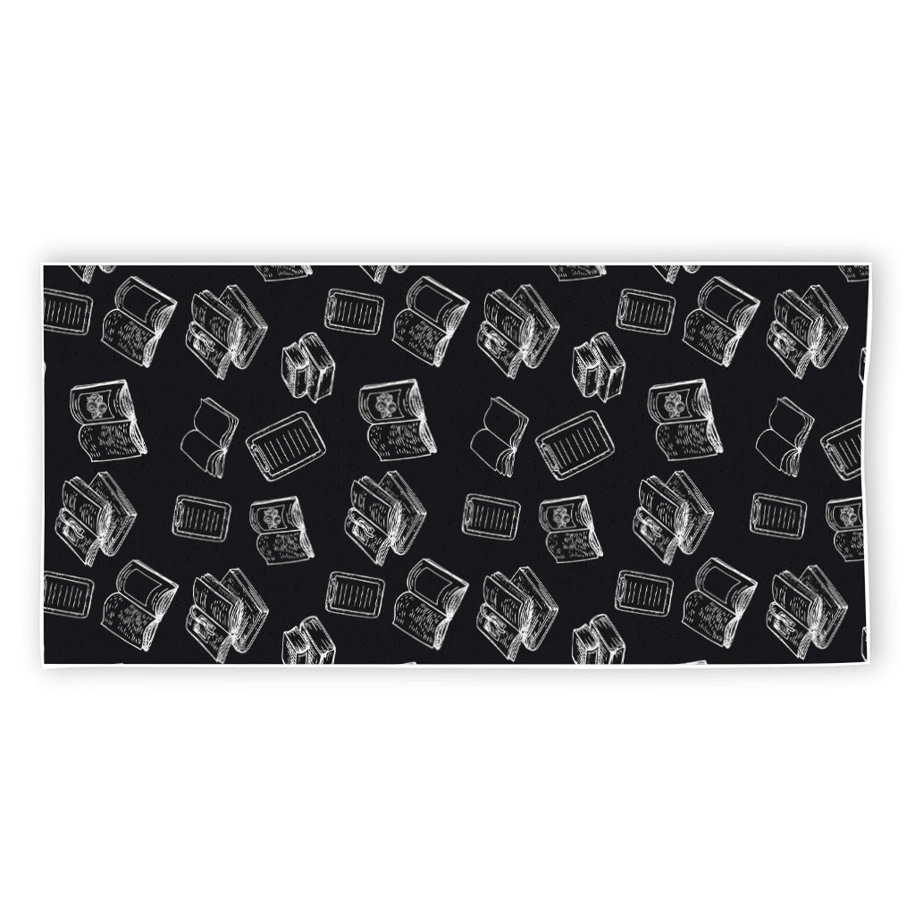 Black And White Books Pattern Print Beach Towel