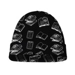 Black And White Books Pattern Print Beanie