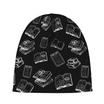 Black And White Books Pattern Print Beanie