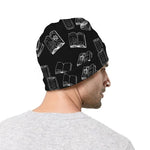 Black And White Books Pattern Print Beanie