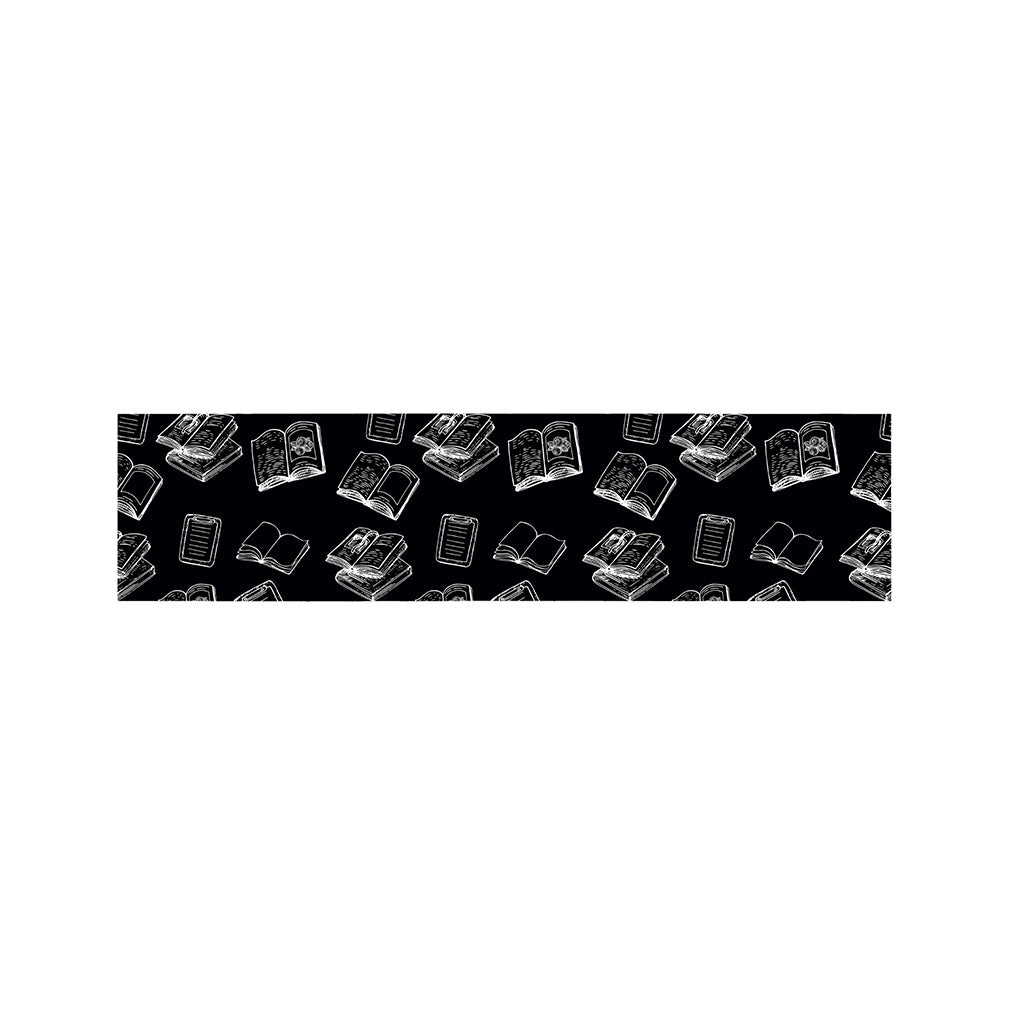 Black And White Books Pattern Print Bed Runner