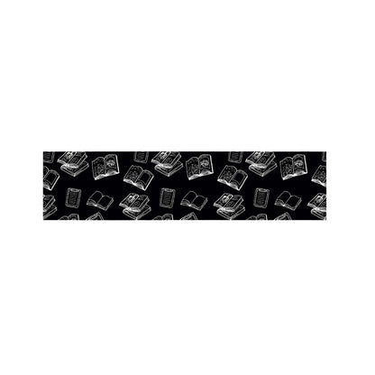 Black And White Books Pattern Print Bed Runner
