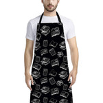 Black And White Books Pattern Print Bib Apron With Pocket