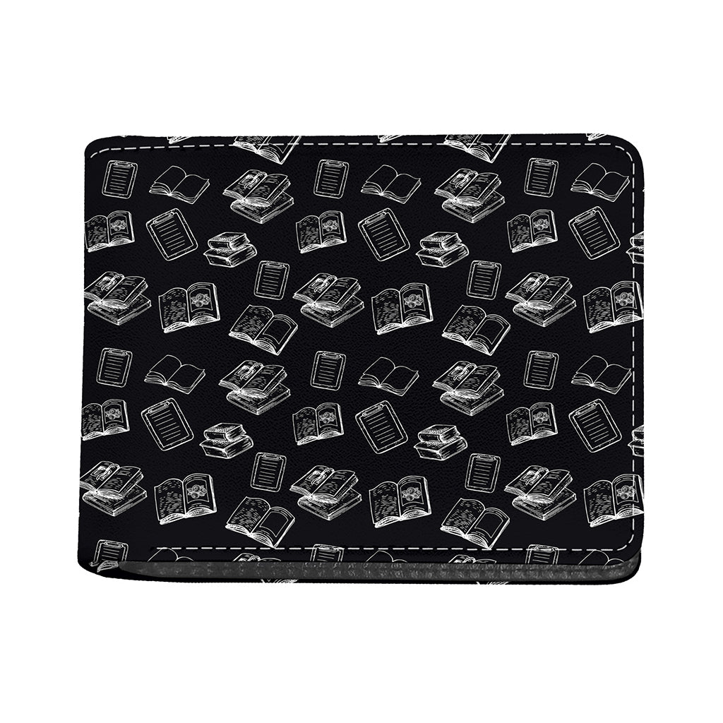 Black And White Books Pattern Print Bifold Wallet