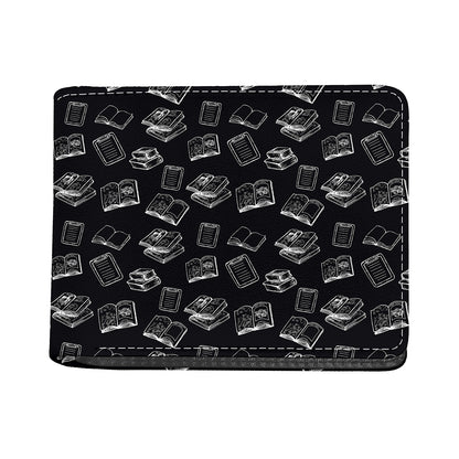 Black And White Books Pattern Print Bifold Wallet
