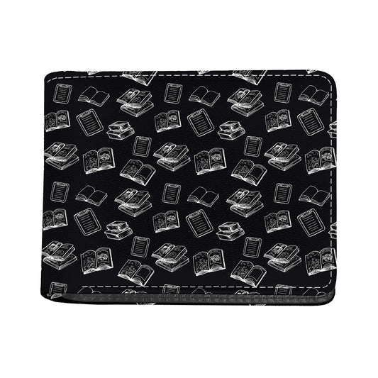 Black And White Books Pattern Print Bifold Wallet