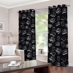 Black And White Books Pattern Print Blackout Grommet Curtains