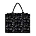 Black And White Books Pattern Print Canvas Tote Bag