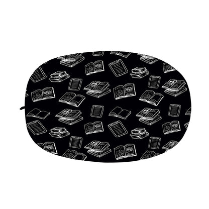Black And White Books Pattern Print Car Side Mirror Covers