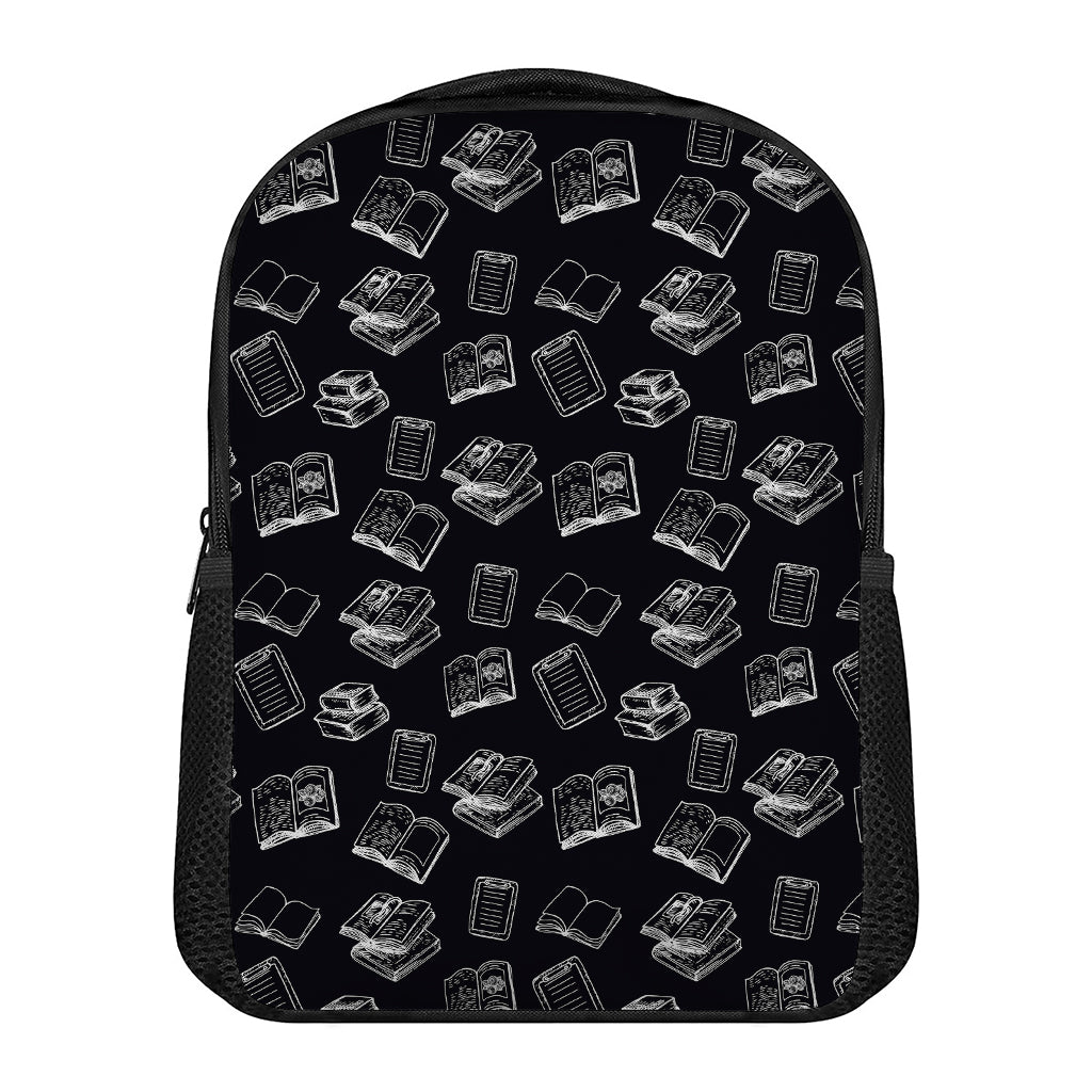 Black And White Books Pattern Print Casual Backpack
