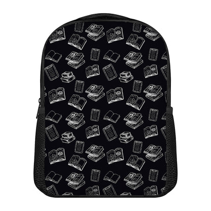 Black And White Books Pattern Print Casual Backpack