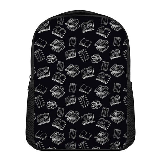 Black And White Books Pattern Print Casual Backpack