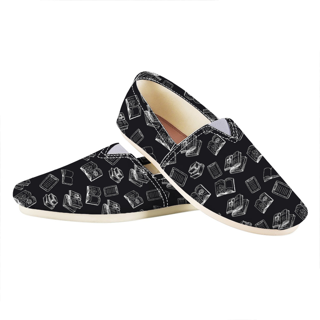 Black And White Books Pattern Print Casual Shoes