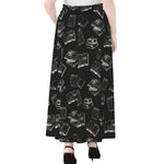 Black And White Books Pattern Print Chiffon Maxi Skirt