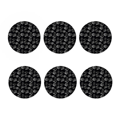Black And White Books Pattern Print Coaster Set