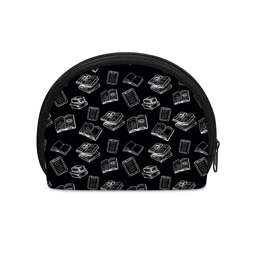 Black And White Books Pattern Print Coin Purse