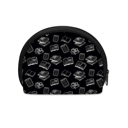 Black And White Books Pattern Print Coin Purse