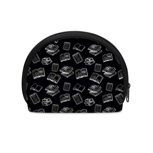 Black And White Books Pattern Print Coin Purse