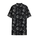 Black And White Books Pattern Print Cotton Hawaiian Shirt