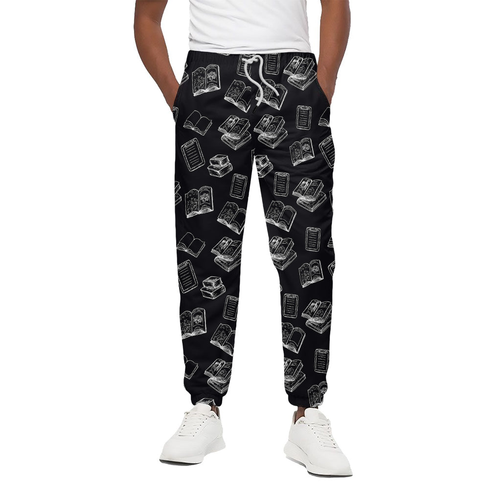 Black And White Books Pattern Print Cotton Pants