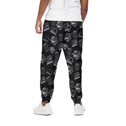 Black And White Books Pattern Print Cotton Pants