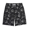 Black And White Books Pattern Print Cotton Shorts