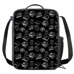 Black And White Books Pattern Print Crossbody Lunch Bag