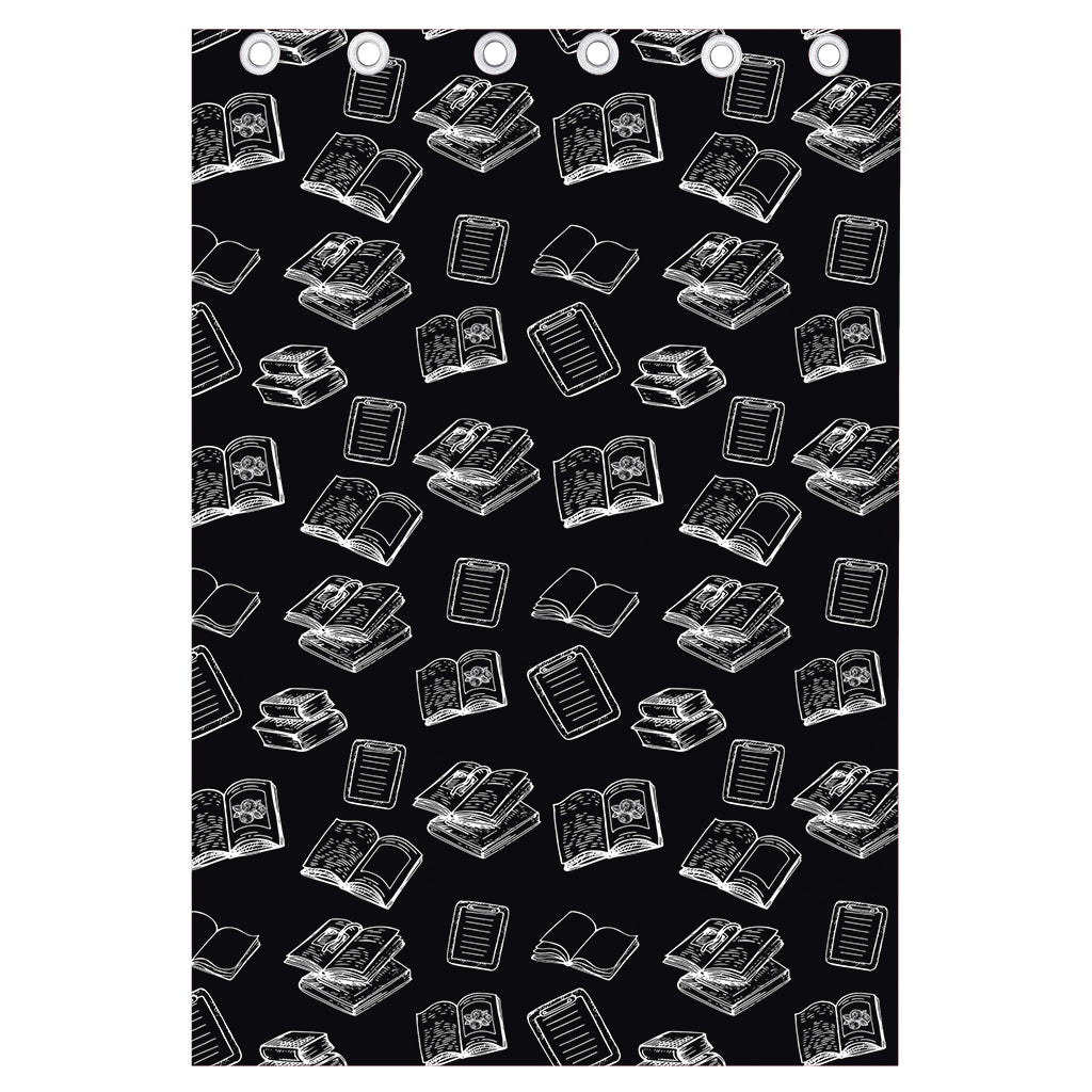 Black And White Books Pattern Print Curtain