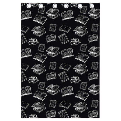 Black And White Books Pattern Print Curtain