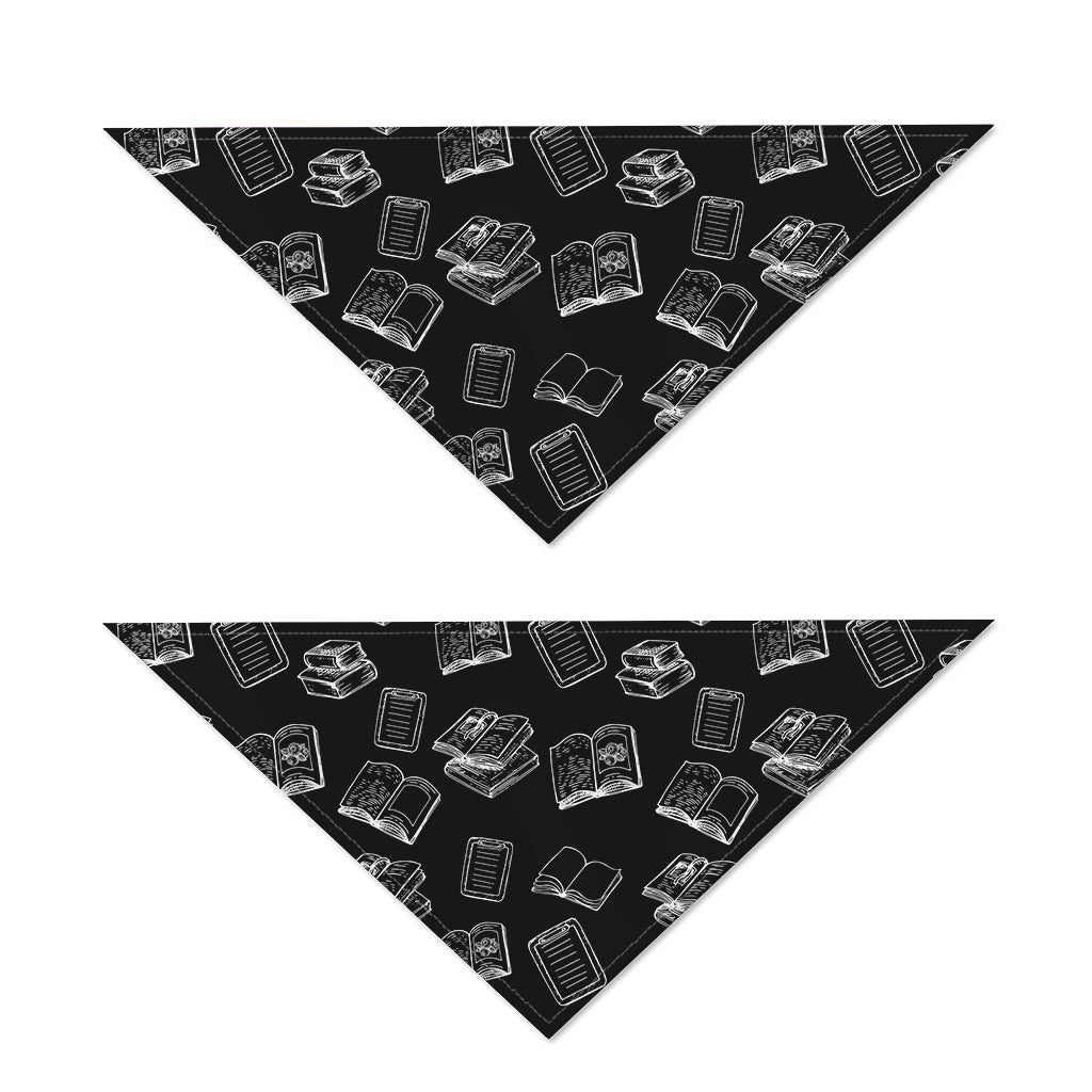 Black And White Books Pattern Print Dog Bandana