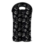 Black And White Books Pattern Print Double Neoprene Wine Tote