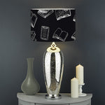 Black And White Books Pattern Print Drum Lamp Shade