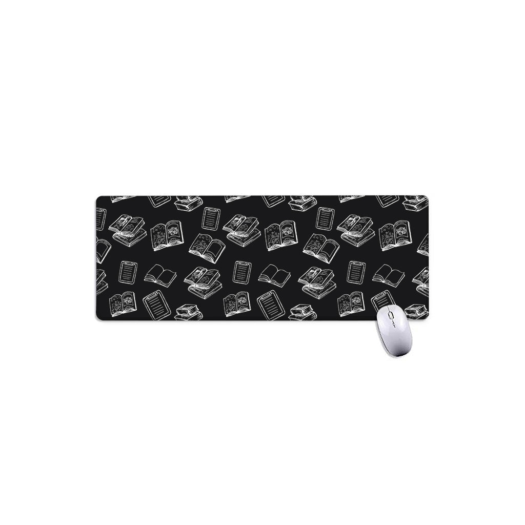 Black And White Books Pattern Print Extended Mouse Pad
