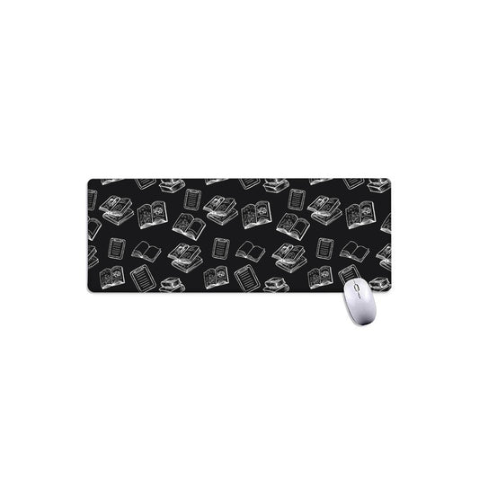 Black And White Books Pattern Print Extended Mouse Pad