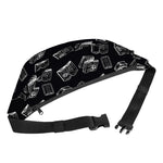 Black And White Books Pattern Print Fanny Pack