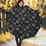 Black And White Books Pattern Print Foldable Umbrella