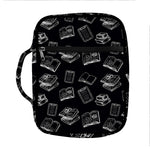 Black And White Books Pattern Print Front Pocket Bible Bag