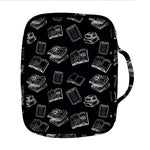Black And White Books Pattern Print Front Pocket Bible Bag