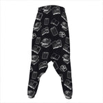 Black And White Books Pattern Print Hammer Pants