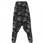 Black And White Books Pattern Print Hammer Pants