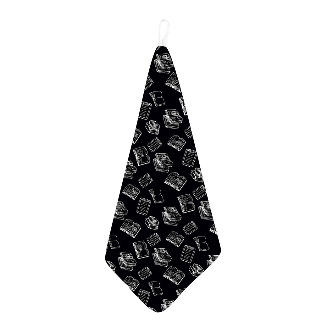 Black And White Books Pattern Print Hand Towel