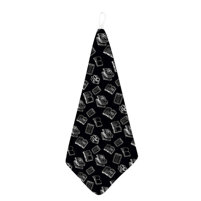 Black And White Books Pattern Print Hand Towel