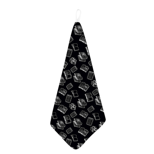Black And White Books Pattern Print Hand Towel